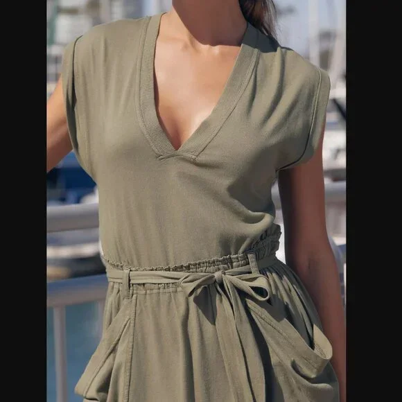 Daily Practice by Anthropologie Short-Sleeve V-Neck Midi Dress - Picture 2 of 9